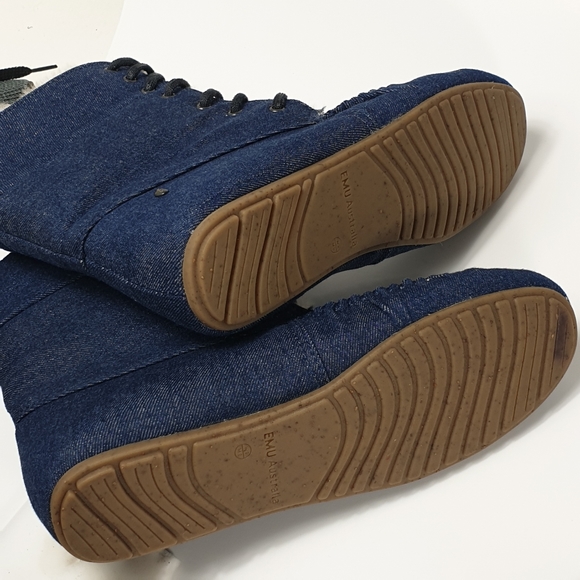 Emu Australia Brooklyn fur and Denim moccasin lace-up booties size 9 - Picture 5 of 15
